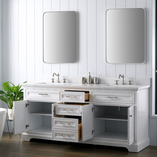 Lark Manor Annaline 72'' Freestanding Double Bathroom Vanity with Engineered Stone Vanity Top